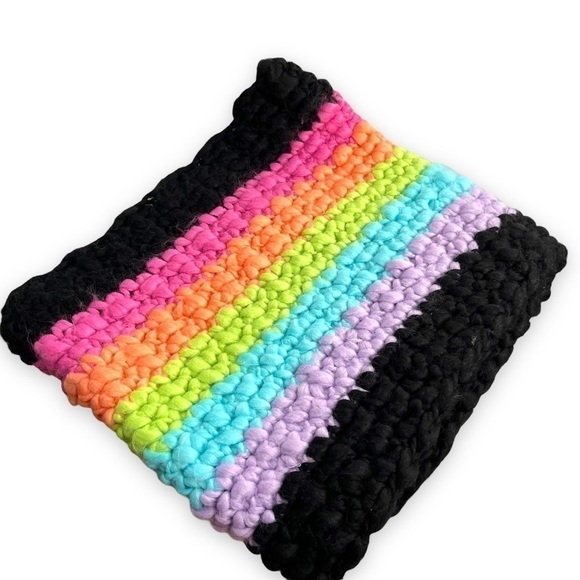 BP Chunky Knit Winter Cowl Scarf, Black/Rainbow, O/S - Picture 1 of 6